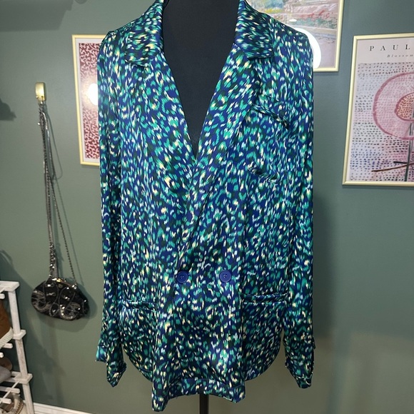 Molly Bracken Blue and Green Button Down Shirt Size M 🦄 - Picture 1 of 6